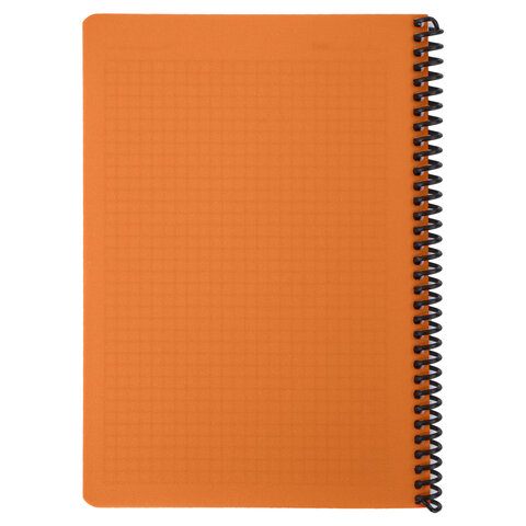 Тетрадь А5, 80 листов, BRAUBERG «Metropolis», спираль пластиковая, клетка, обложка пластик, ОРАНЖЕВЫЙ, 403400