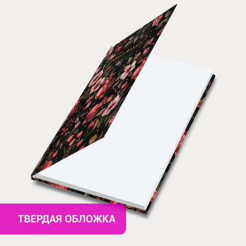 Ежедневник недатированный с резинкой А5 145×203 мм, BRAUBERG, твердый, фольга, 128 л., «Pomegranate»