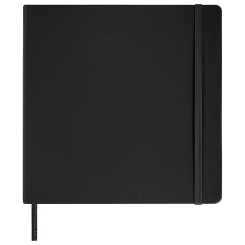 Скетчбук, слоновая кость 140 г/м2 200×200 мм, 80 л., КОЖЗАМ, резинка, BRAUBERG ART CLASSIC, черный