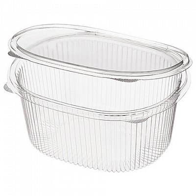 Одноразовый контейнер овальный 1000мл С КРЫШКОЙ ЮП-РКС КОМПЛЕКТ 420шт прозрачный ПЭТ, шк037