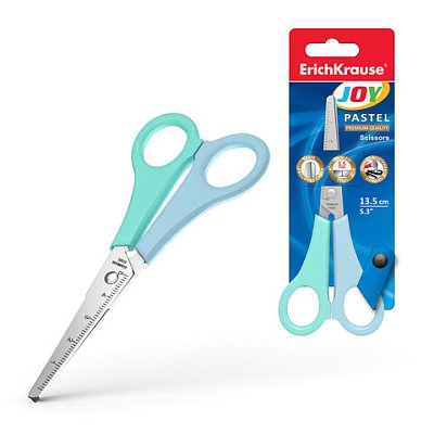 Ножницы ERICH KRAUSE «JOY Pastel» 135 мм, цвет ассорти, в картонной упаковке с европодвесом