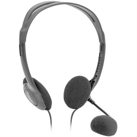 Наушники с микрофоном (гарнитура) DEFENDER HN-102, проводная, 1.8 м, стерео, с оголовьем, регулятор громкости