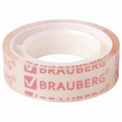 Клейкие ленты 12 мм х 10 м канцелярские BRAUBERG, комплект 12 шт., прозр., гарант. длина