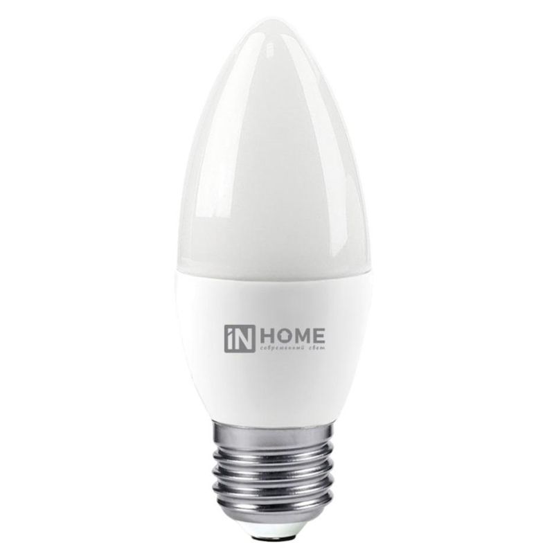 Лампа светодиодная LED-СВЕЧА-VC 6Вт 230В Е27 6500К 570 Лм IN HOME
