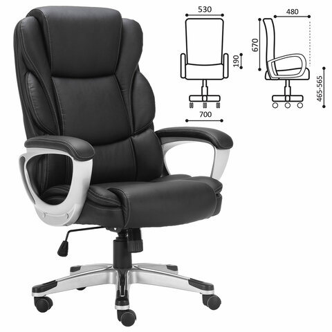Кресло офисное BRABIX PREMIUM «Rest EX-555», пружинный блок, экокожа, черное, 531938