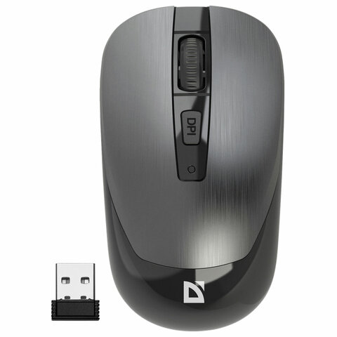 превью Мышь беспроводная DEFENDER Wave MM-995, USB, 3 кнопки+1 колесо-кнопка, оптическая, серая