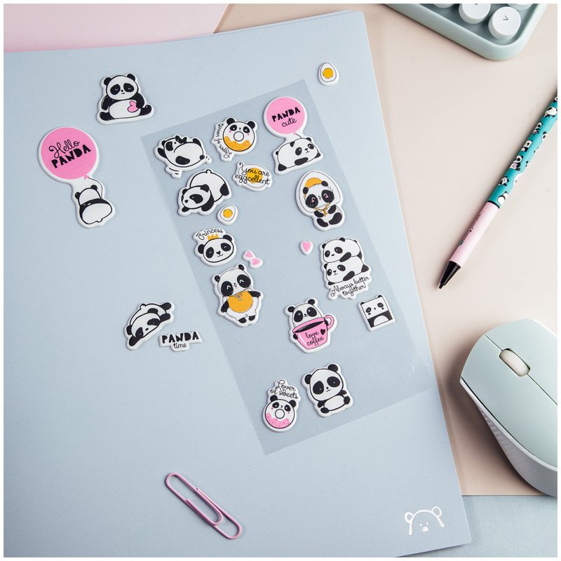 превью Наклейки объемные MESHU «Hello panda», 10×19 см, пакет европодвес