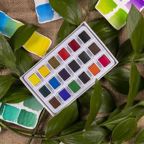 Акварель художественная в кюветах НАБОР 18 цветов по 2.5 г, BRAUBERG ART DEBUT