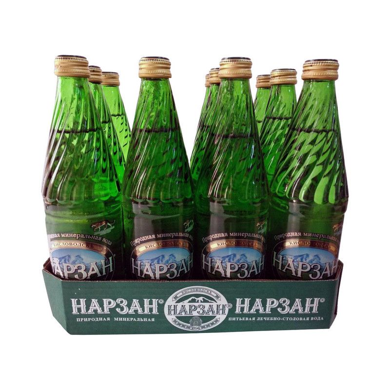 Вода минеральная Нарзан стекл. бут. 0.5л газ 12 шт/уп