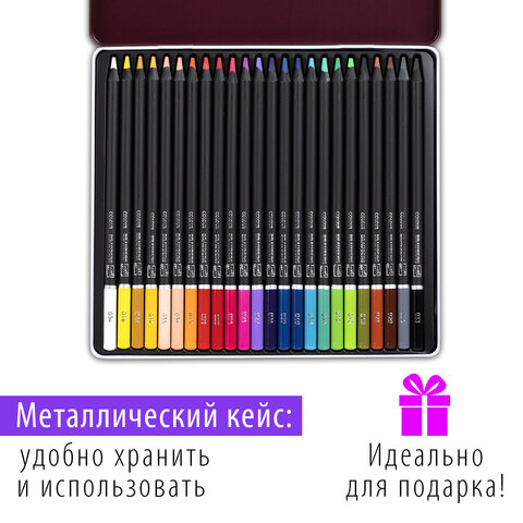 Карандаши цветные художественные BRAUBERG ART PREMIERE24 цветаМЯГКИЙ грифель 4 ммметалл181541