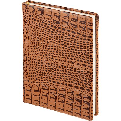 Ежедневник недатированный Attache Caiman bicolor, А5, 160л., коричн, нат. кожа