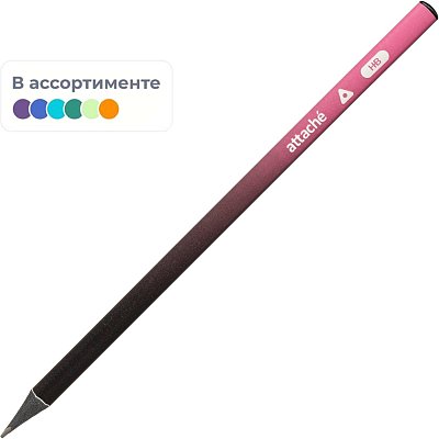 Карандаш чернографитный Attache Градиент, трехгран, черн. дер., б/ласт, ассорти