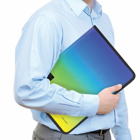 Папка объемная на молнии пластиковая BRAUBERG GRADEА4330×240мм600мкмзелено-голубой градиент271974