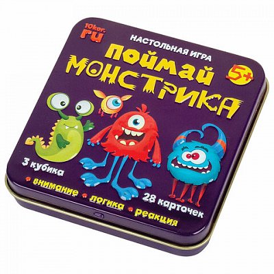 Игра настольная «Поймай монстрика», жестяная коробочка, 10 КОРОЛЕВСТВО, 03527