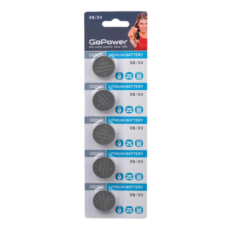 превью Батарейка GoPower CR2032 5шт/бл Lithium 3V (5/100/2000)
