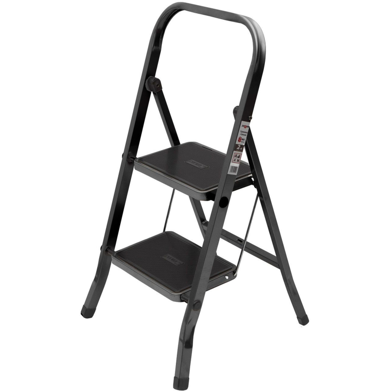 превью Стремянка Jet Black 2 шир. ступ. с ковриком, сталь, Zalger, арт. 9910-2