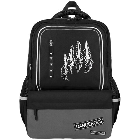 Рюкзак BRAUBERG STAR, 1 отделение, 5 карманов, «Claws», черный, 40×29x13 см