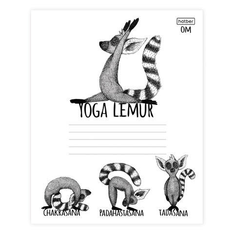Тетрадь 24 л., HATBER, клетка, обложка картон, «Animals Yoga» (5 видов), 24Т5В1