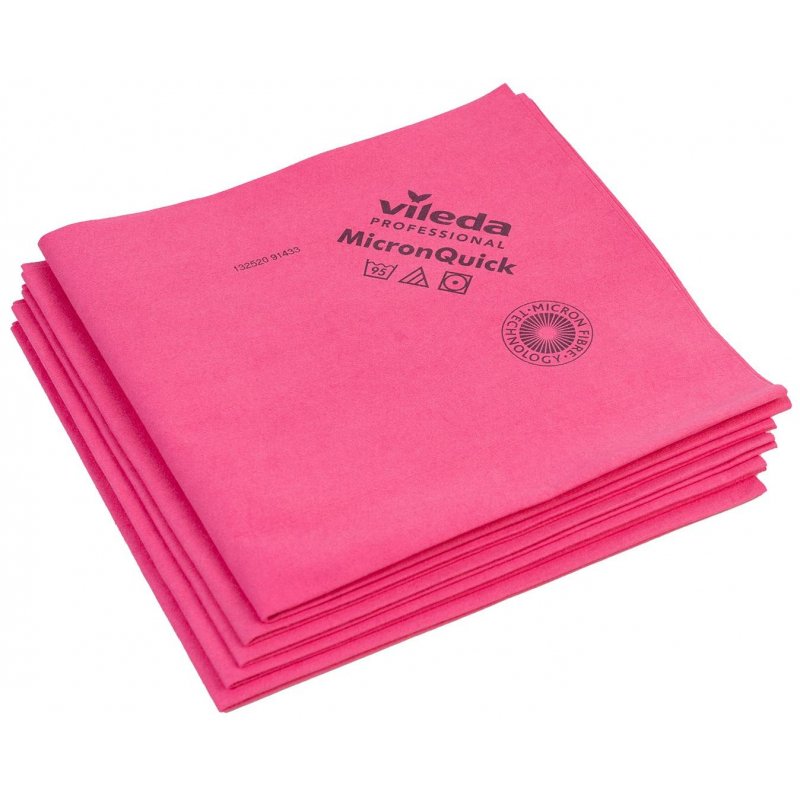 Салфетки хозяйственные Vileda Professional MicronQuick микрофибра 40×38 см красные 5 штук в упаковке