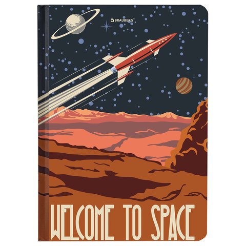 Блокнот с резинкой в клетку 96 л., А5 (145×203 мм), твердая обложка, BRAUBERG, «SpaceX»