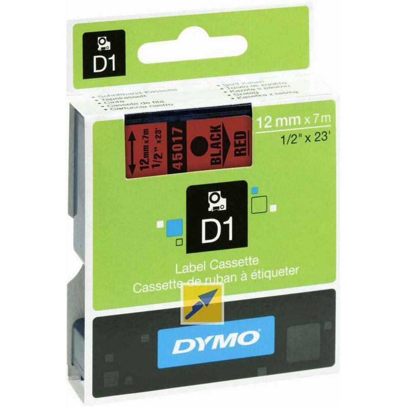 превью Картридж для этикет-принтеров DYMO LM150, LP350, PC II (12 мм x 7м, красная лента/чёрный шрифт)