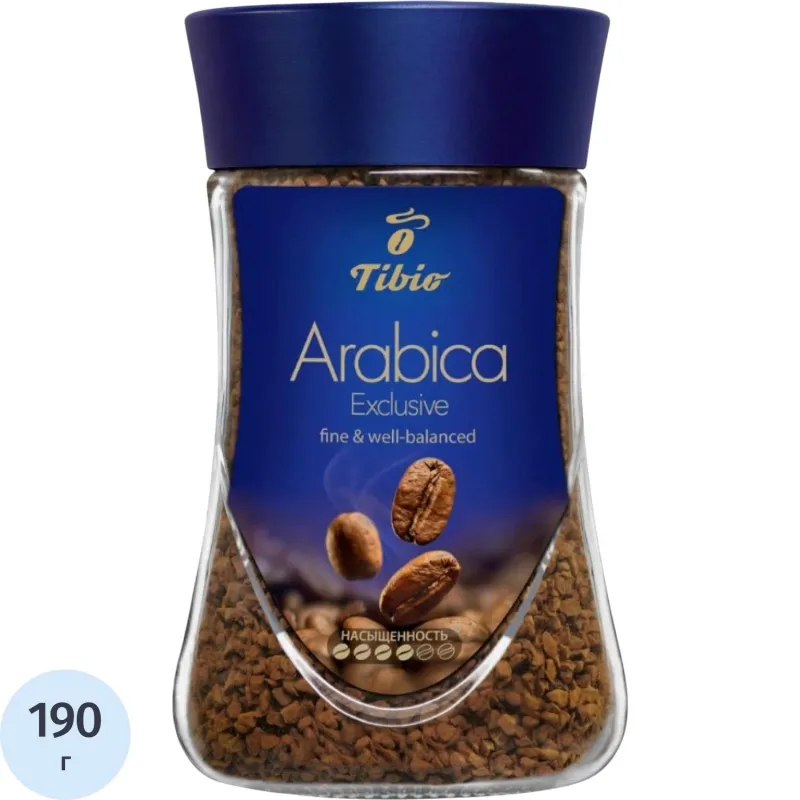 Кофе растворимый сублимированный Tibio Exclusive Arabica 190 г (стеклянная банка)