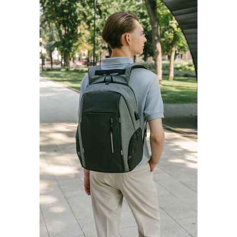 Рюкзак HEIKKI OUTLOOK (ХЕЙКИ) универсальный, отделение для ноутбука, серый, 46×32x16 см