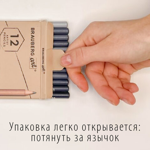 Карандаши художественные чернографитные 4H-8BНАБОР 12 штукBRAUBERG ART «CLASSIC»181542