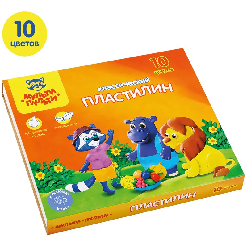 Пластилин Мульти-Пульти «Приключения Енота», 10 цветов, 200г, со стеком, картон