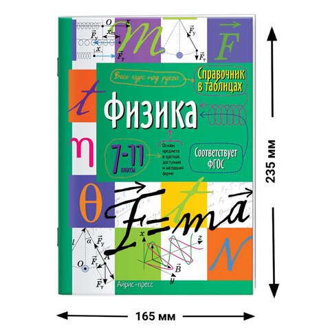 Справочник в таблицах «Физика. 7-11 класс», 16×23.5 см, 32 стр., АЙРИС-ПРЕСС