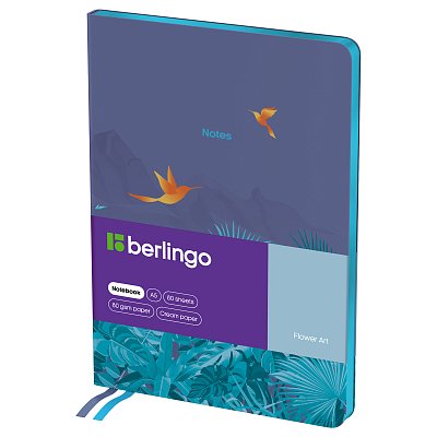 Записная книжка А5 80л., кожзам, Berlingo «Flower Art», с рисунком
