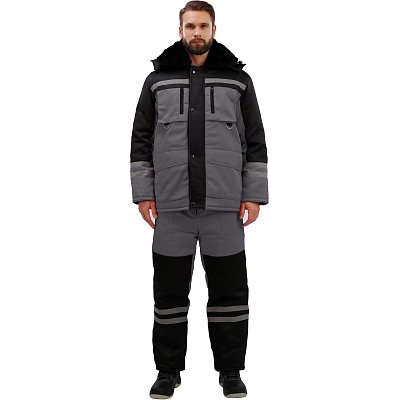 Костюм рабочий зимний муж з03-КПК сер/черн (р.68-70) 182-189