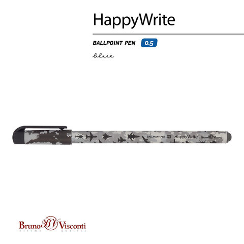 Ручка шариковая BRUNO VISCONTI «HappyWrite», СИНЯЯ, «Самолеты», линия 0.38 мм
