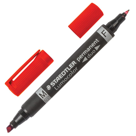 превью Маркер перманентный STAEDTLER (Штедлер, Германия), двухсторонний, круглый 0.6 мм / скошенный 1.5-4 мм, красный