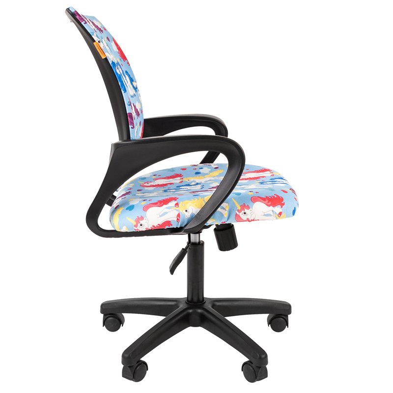 Кресло детское Chairman Kids 103, PL черн., ткань велюр, единороги, механизм качания спинки