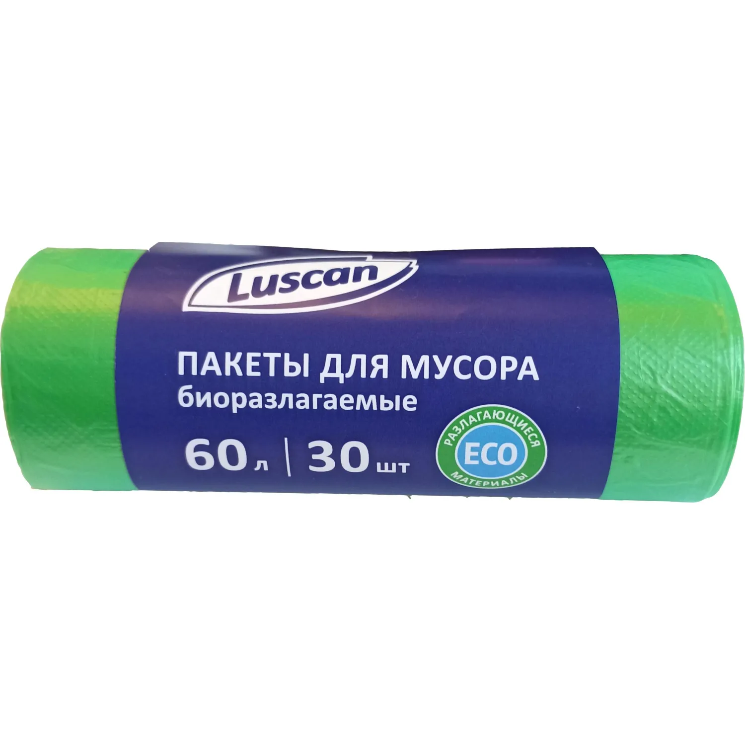 превью Мешки для мусора Luscan 60 л зеленые (ПНД 12 мкм, 30 штук)