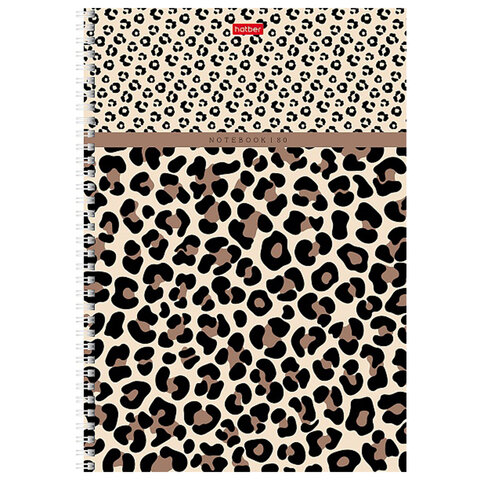 Тетрадь А4, 80 л., HATBER, гребень, клетка, тиснение, «LEO-принт» (микс в спайке), 092755