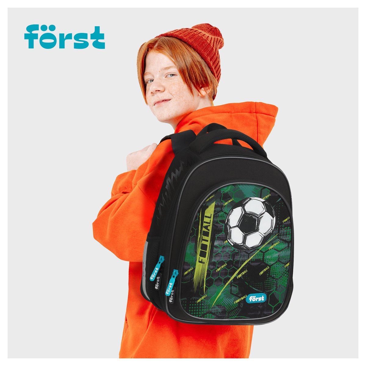 Ранец Först F-Light «Football team» 36×27×15см, 2 отделения, 2 кармана, анатомическая спинка