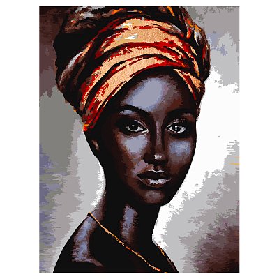 Картина по номерам на холсте ТРИ СОВЫ «Африканская женщина», 30×40, с поталью, акриловыми красками и кистями