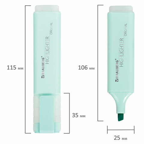 Текстовыделитель BRAUBERG «ORIGINAL PASTEL», БИРЮЗОВЫЙ, линия 1-5 мм