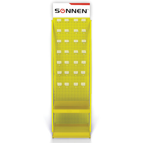 Стойка для размещения товара напольная SONNEN, 205×60x50 см, 25 крючков, 2 полки, металл
