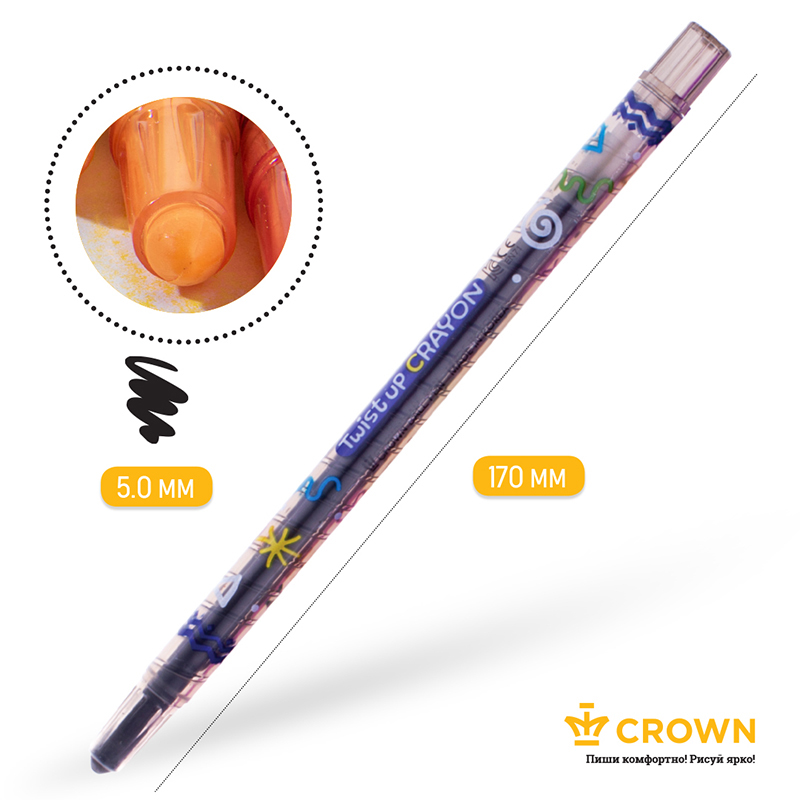 Карандаши восковые Crown «ArtStory», 08цв., выкручивающийся стержень, ПВХ, европодвес