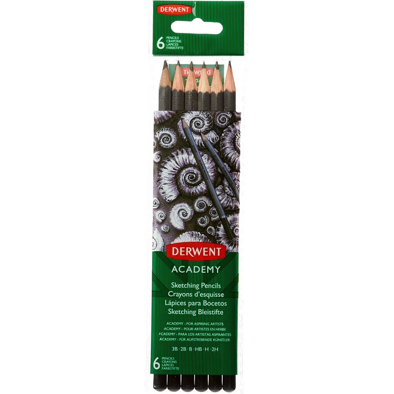 превью Набор карандашей чернографитных Derwent Academy Sketching Hang Pack 6 штук 2H-3B