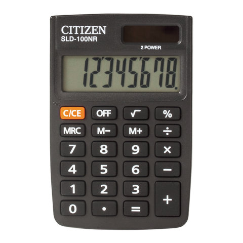 превью Калькулятор CITIZEN карманный SLD-100N, 8 разрядов, двойное питание, 90×60 мм, оригинальный