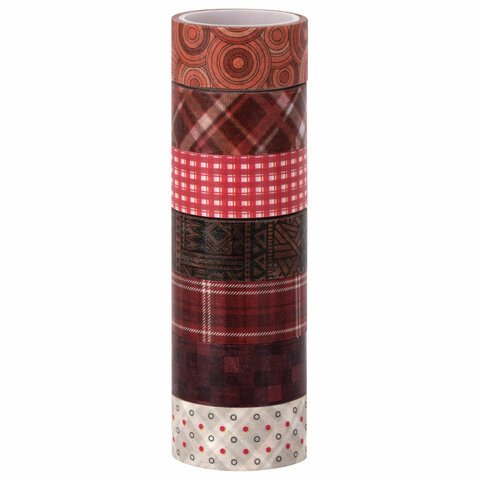 превью Клейкие WASHI-ленты для декора ОТТЕНКИ КРАСНОГО, 15 мм х 3 м, 7 цветов, рисовая бумага, ОСТРОВ СОКРОВИЩ, 661705