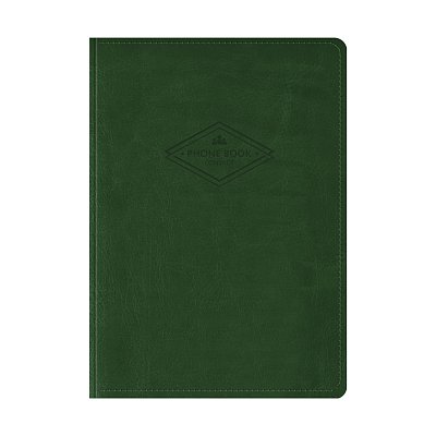 Телефонная книга А7, 64л., кожзам, OfficeSpace «Winner» зеленый, с вырубкой
