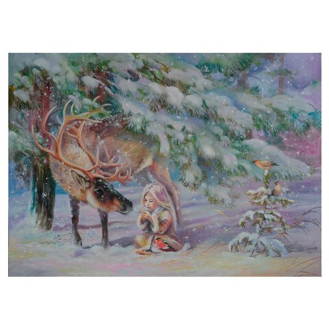 Картина стразами (алмазная мозаика) 40×50 см, ОСТРОВ СОКРОВИЩ «Девочка в лесу», без подрамника