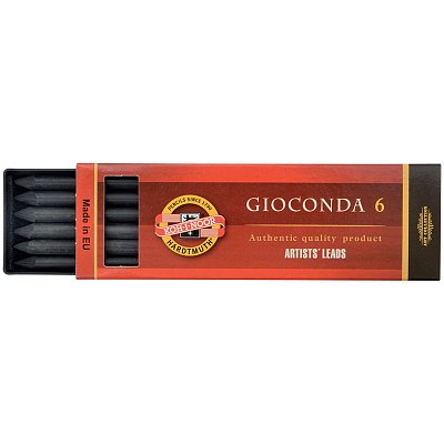 Грифели для цанговых карандашей Koh-I-Noor «Gioconda», В, 5.6мм, 6шт., круглый, пластик короб. 