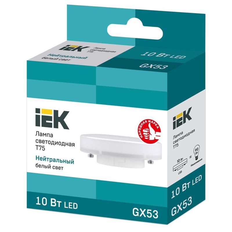 превью Лампа светодиодная IEK ECO T 10Вт GX53 4000К 900Лм 230В LLE-T80-10-230-40-GX53