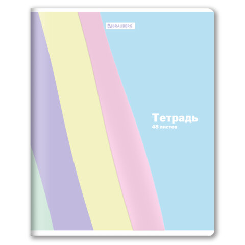 Тетрадь А5 48л. BRAUBERG скоба, клетка, выборочный лак, PASTEL